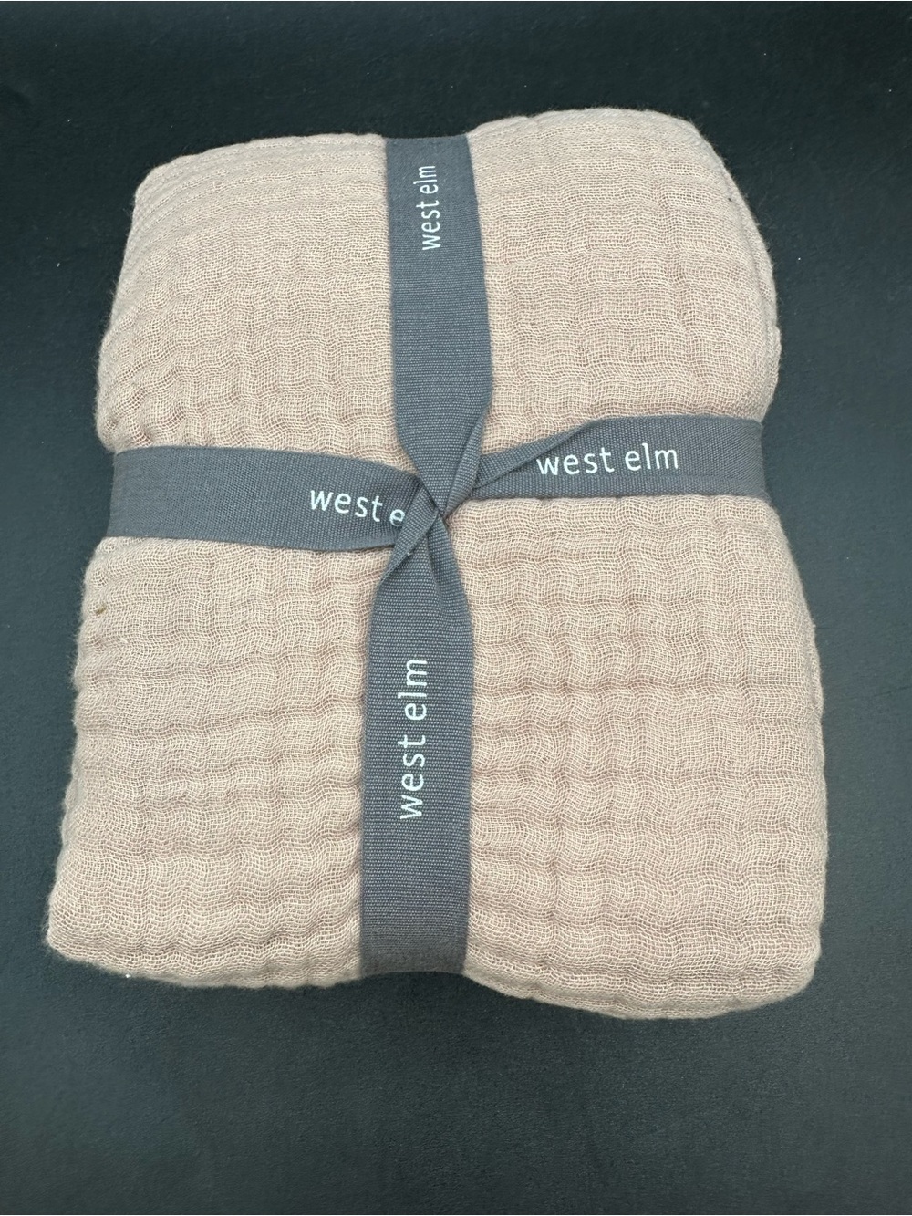 NWT West Elm Dreamy Cotton Gauze EURO Sham 26x26 Natural Pink/Tan New - Picture 2 of 3